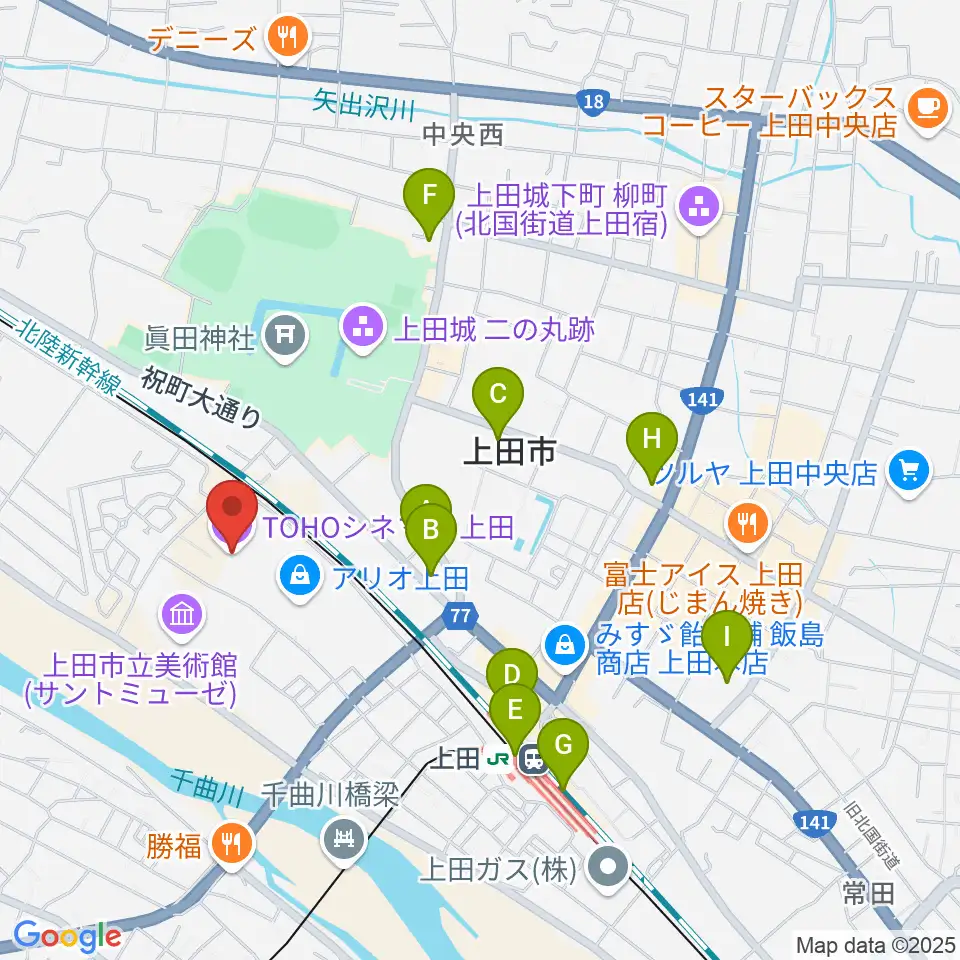 TOHOシネマズ上田周辺のコンビニエンスストア一覧地図