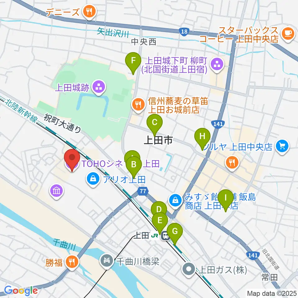TOHOシネマズ上田周辺のコンビニエンスストア一覧地図