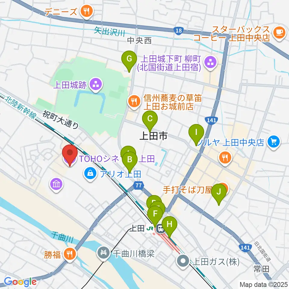 TOHOシネマズ上田周辺のコンビニエンスストア一覧地図