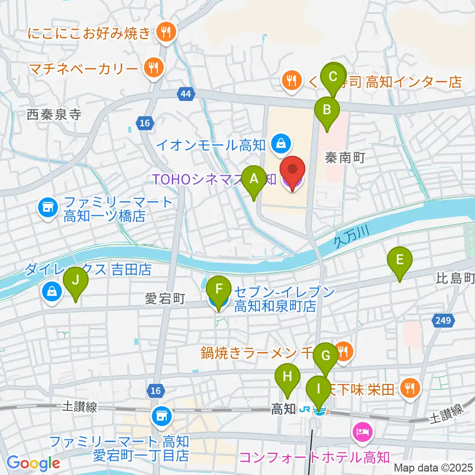 TOHOシネマズ高知周辺のコンビニエンスストア一覧地図