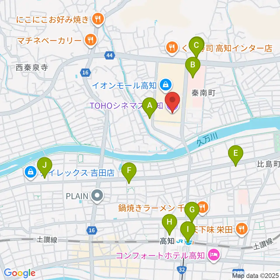 TOHOシネマズ高知周辺のコンビニエンスストア一覧地図