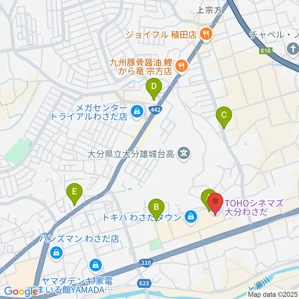 TOHOシネマズ大分わさだ周辺のコンビニエンスストア一覧地図