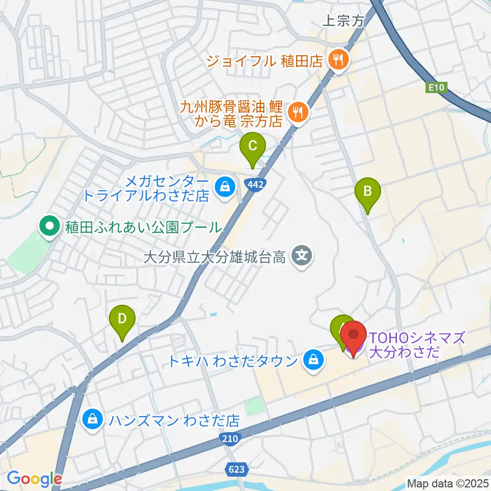 TOHOシネマズ大分わさだ周辺のコンビニエンスストア一覧地図