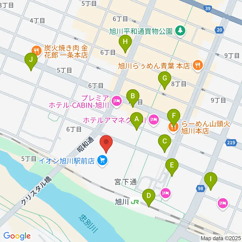 イオンシネマ旭川駅前周辺のコンビニエンスストア一覧地図