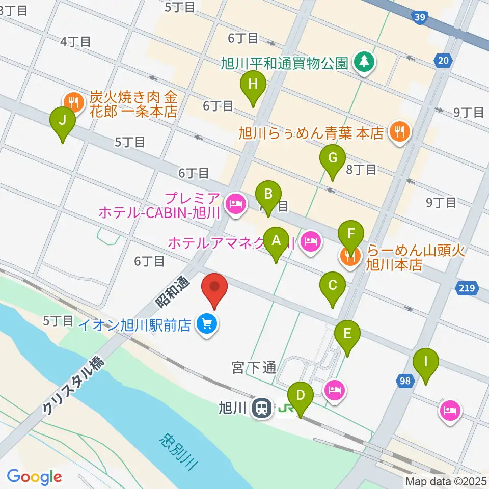 イオンシネマ旭川駅前周辺のコンビニエンスストア一覧地図