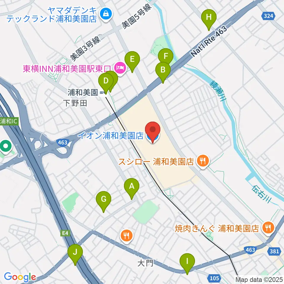 イオンシネマ浦和美園周辺のコンビニエンスストア一覧地図