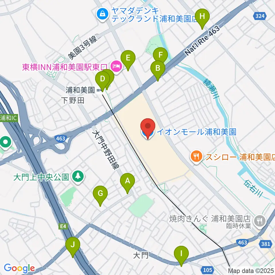イオンシネマ浦和美園周辺のコンビニエンスストア一覧地図