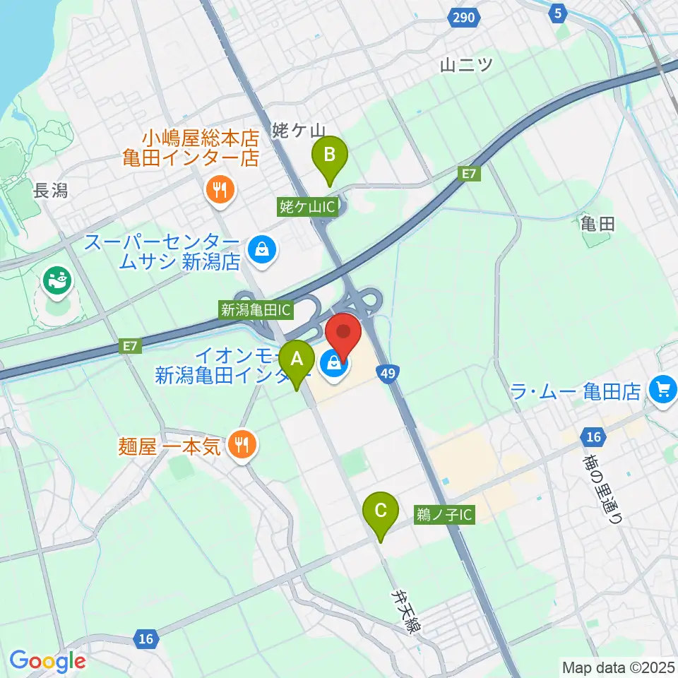 イオンシネマ新潟亀田インター周辺のコンビニエンスストア一覧地図