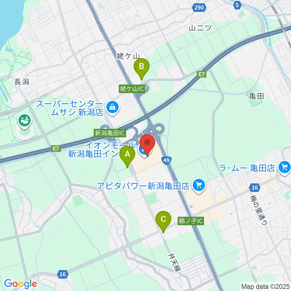 イオンシネマ新潟亀田インター周辺のコンビニエンスストア一覧地図