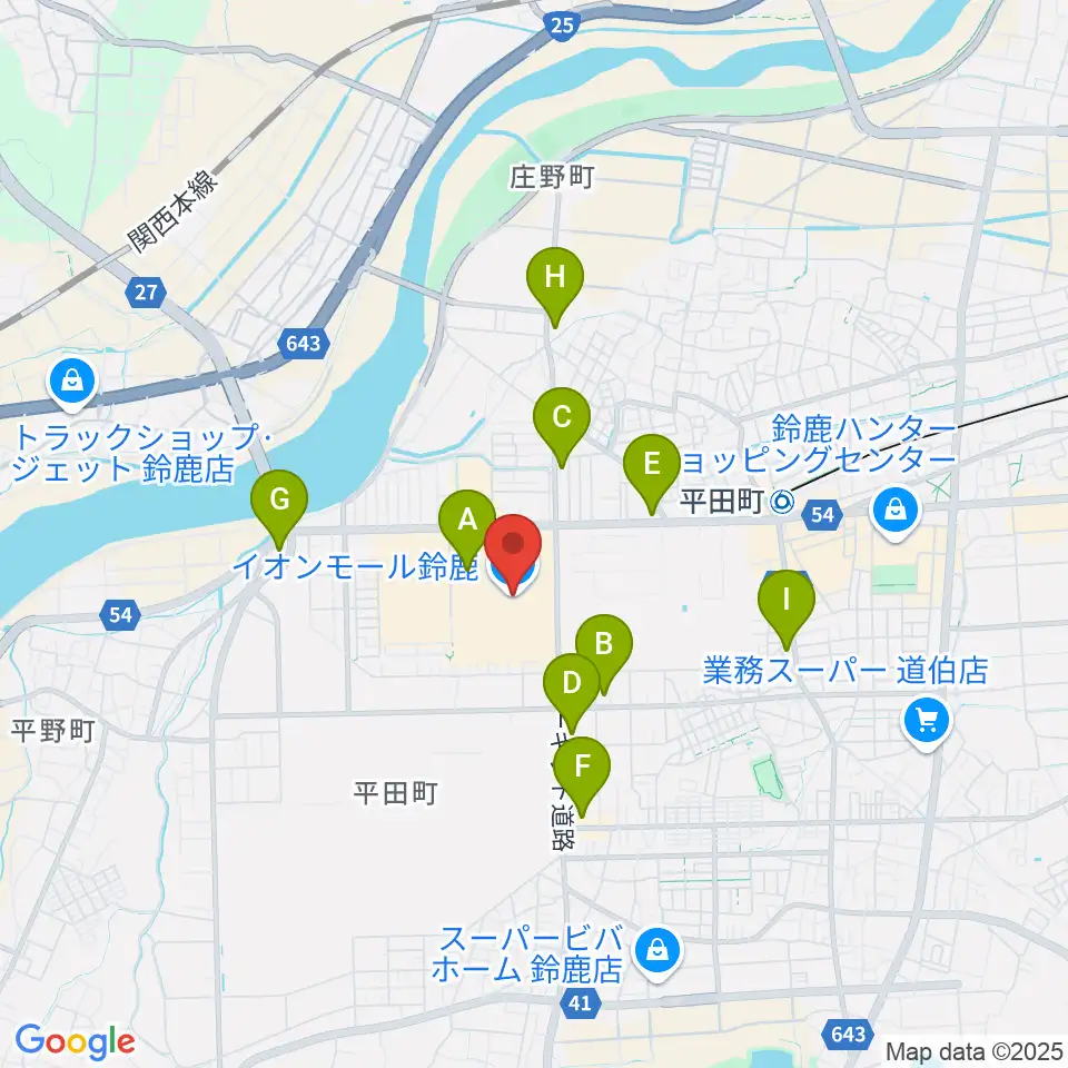 イオンシネマ鈴鹿周辺のコンビニエンスストア一覧地図
