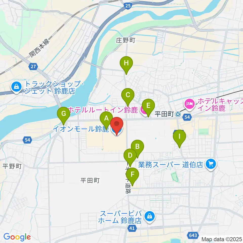 イオンシネマ鈴鹿周辺のコンビニエンスストア一覧地図