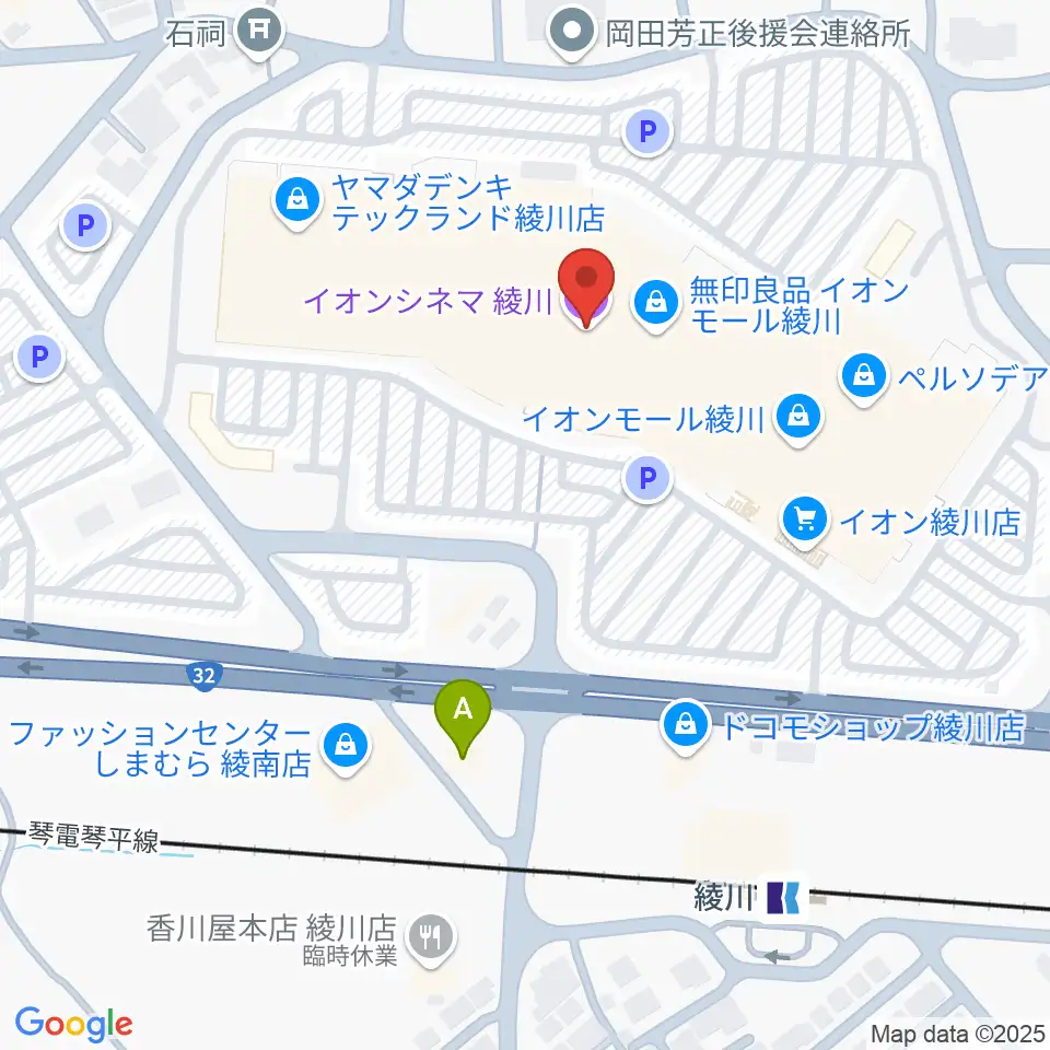 イオンシネマ綾川周辺のコンビニエンスストア一覧地図