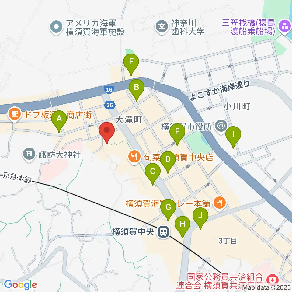 横須賀GIG acoustic周辺のコンビニエンスストア一覧地図