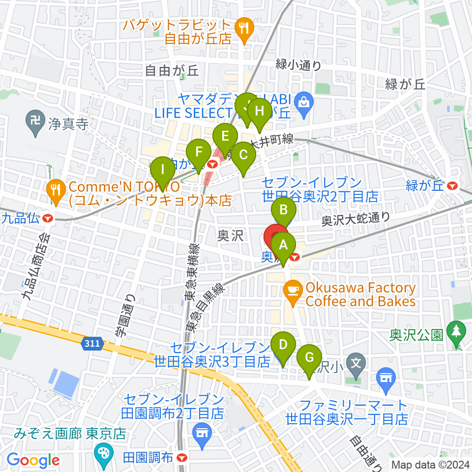 スタジオベイド自由が丘店周辺のコンビニエンスストア一覧地図