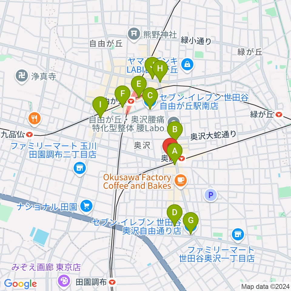 スタジオベイド自由が丘店周辺のコンビニエンスストア一覧地図