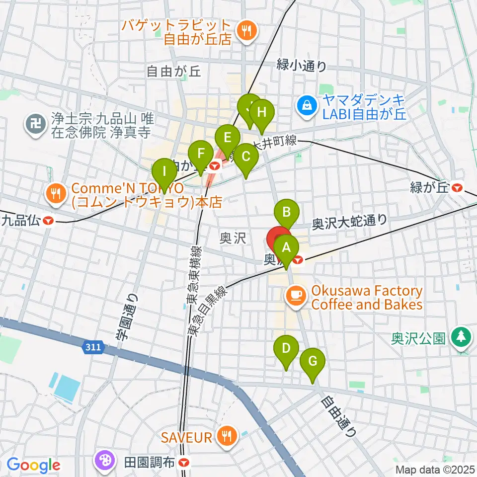スタジオベイド自由が丘店周辺のコンビニエンスストア一覧地図