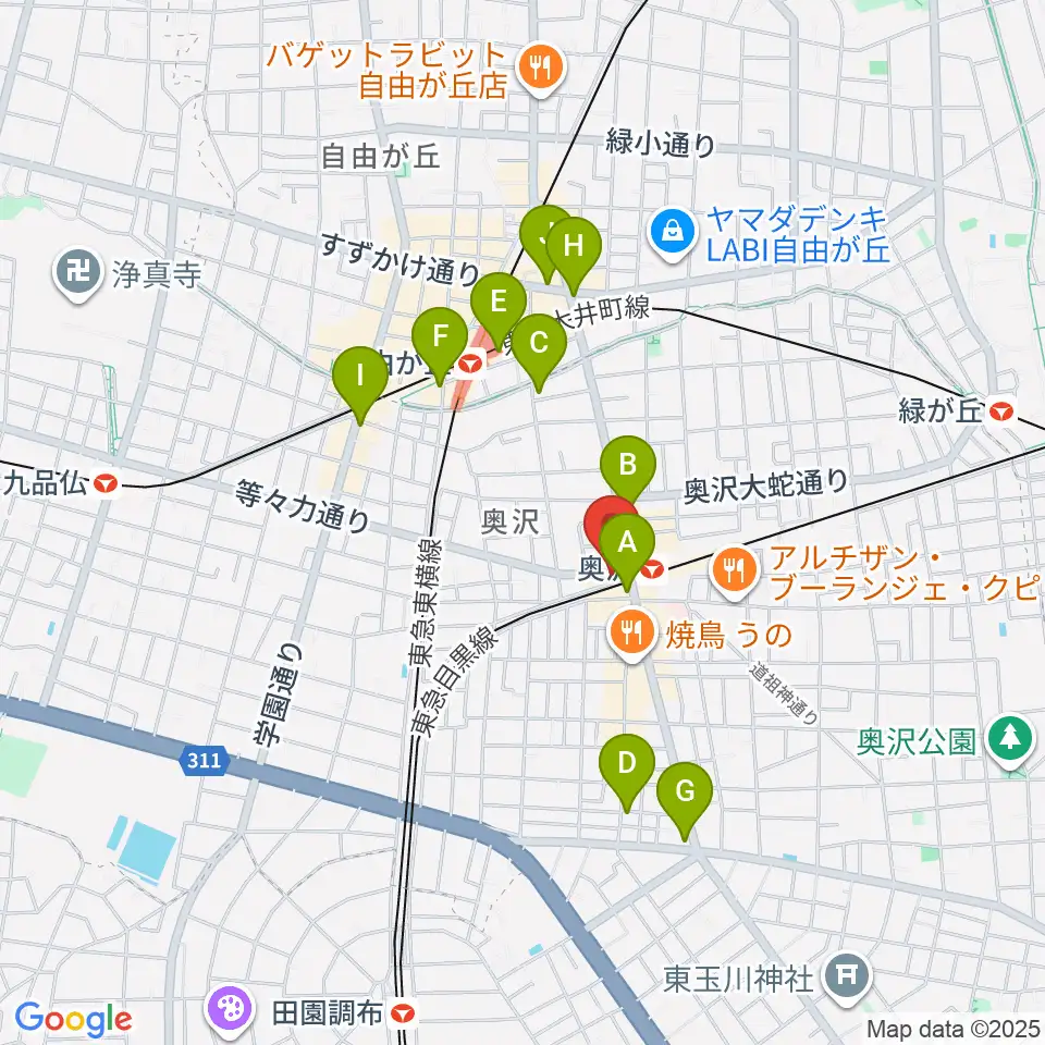 スタジオベイド自由が丘店周辺のコンビニエンスストア一覧地図