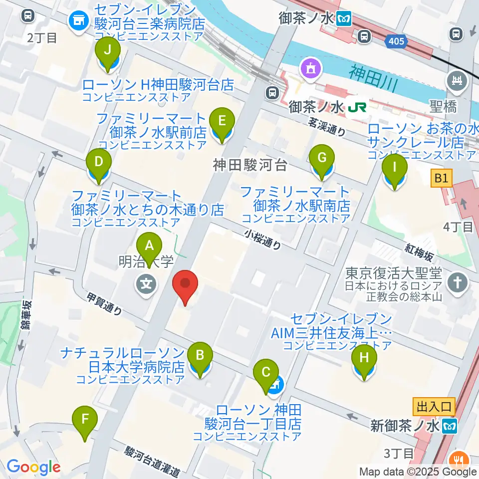 イシバシ楽器FINEST GUITARS周辺のコンビニエンスストア一覧地図