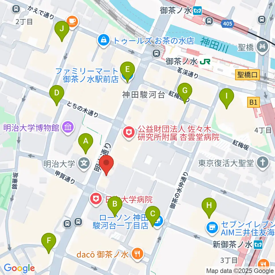 イシバシ楽器FINEST GUITARS周辺のコンビニエンスストア一覧地図