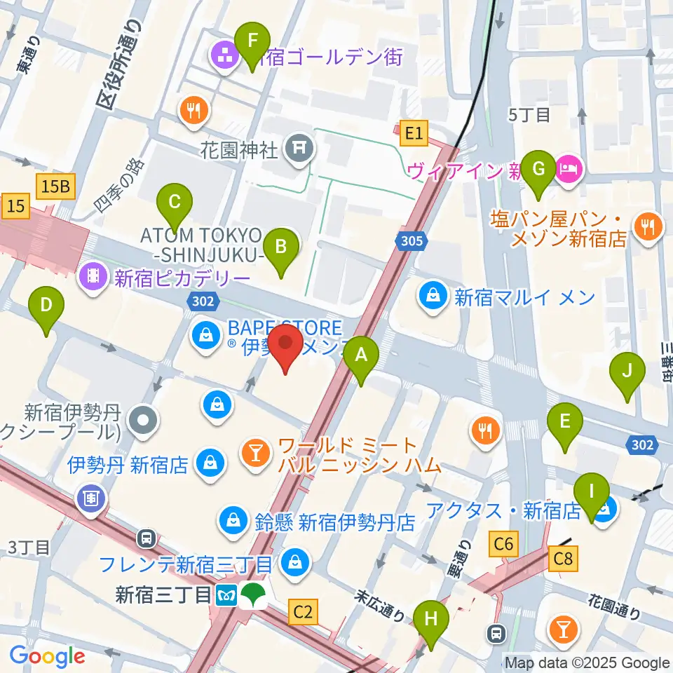 テアトル新宿周辺のコンビニエンスストア一覧地図