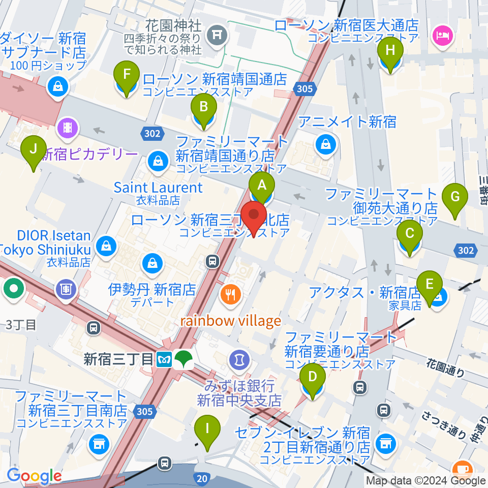 シネマート新宿周辺のコンビニエンスストア一覧地図