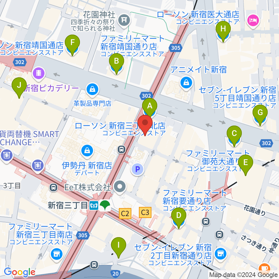 シネマート新宿周辺のコンビニエンスストア一覧地図