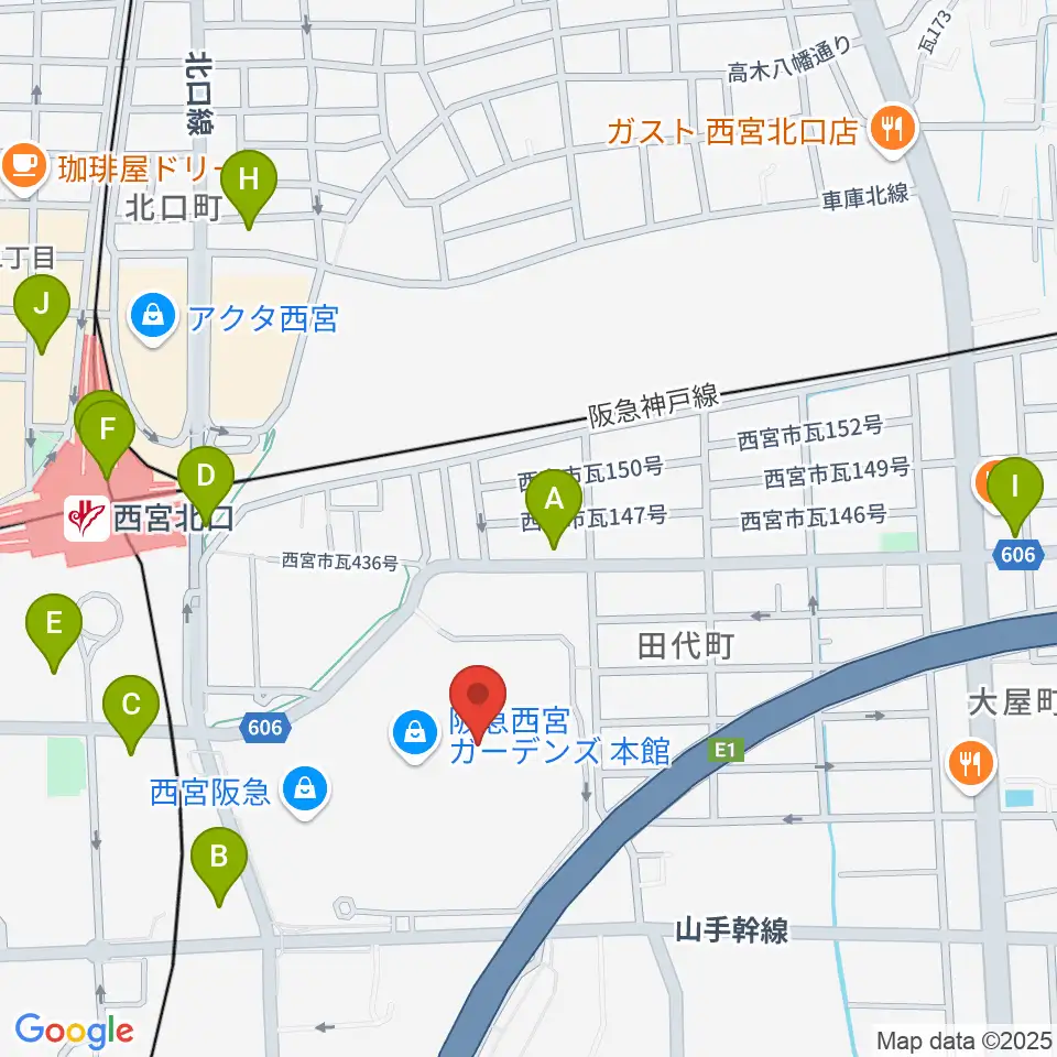山野楽器 西宮ガーデンズ店周辺のコンビニエンスストア一覧地図