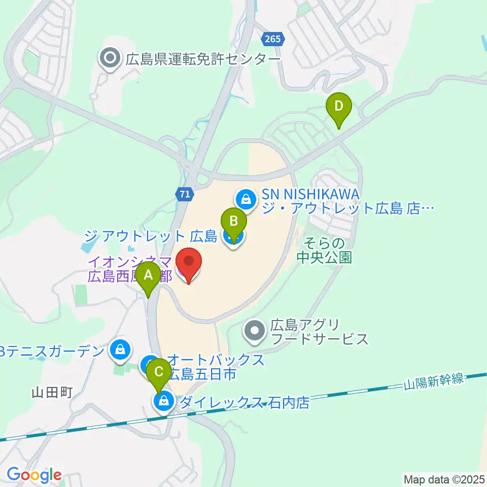 イオンシネマ広島西風新都周辺のコンビニエンスストア一覧地図
