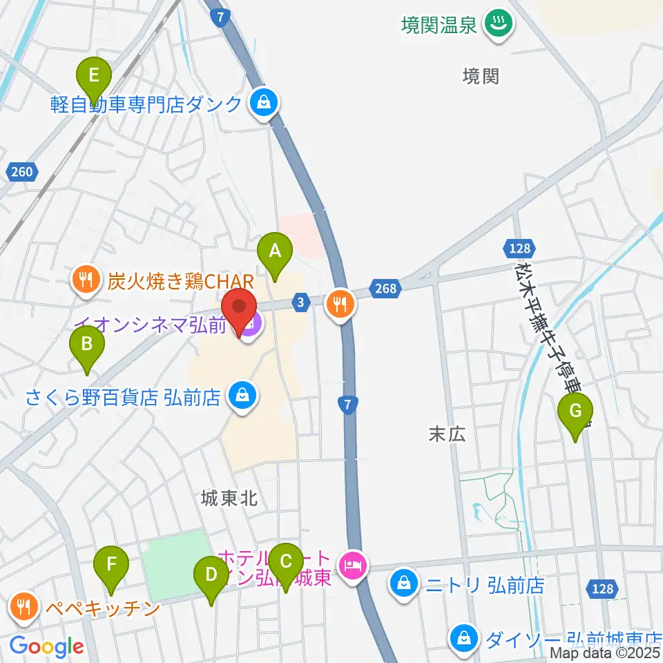 イオンシネマ弘前周辺のコンビニエンスストア一覧地図