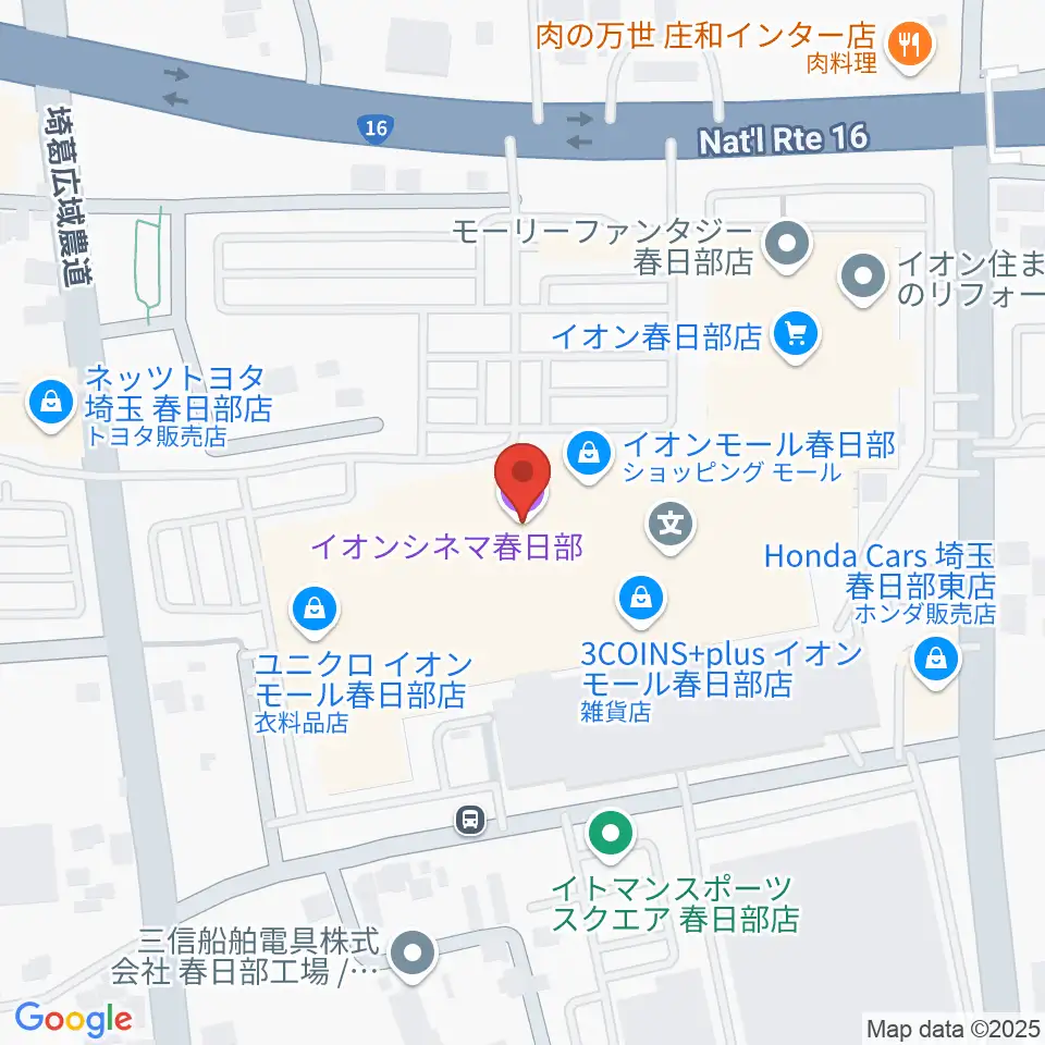 イオンシネマ春日部周辺のコンビニエンスストア一覧地図