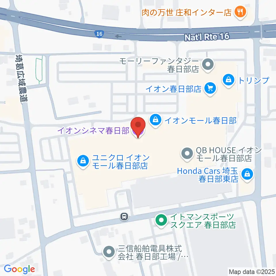 イオンシネマ春日部周辺のコンビニエンスストア一覧地図