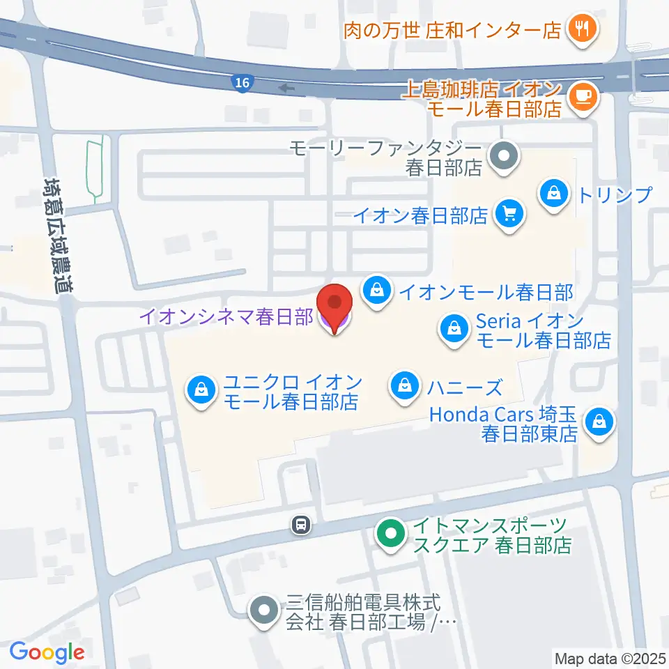 イオンシネマ春日部周辺のコンビニエンスストア一覧地図
