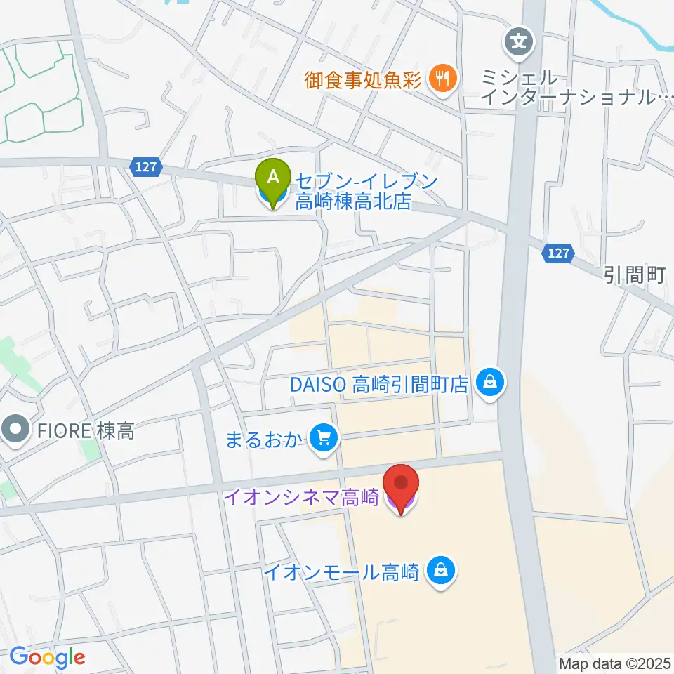 イオンシネマ高崎周辺のコンビニエンスストア一覧地図