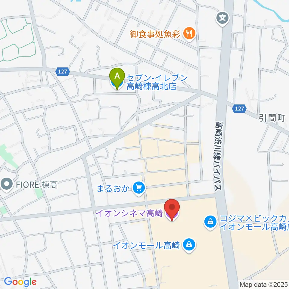 イオンシネマ高崎周辺のコンビニエンスストア一覧地図