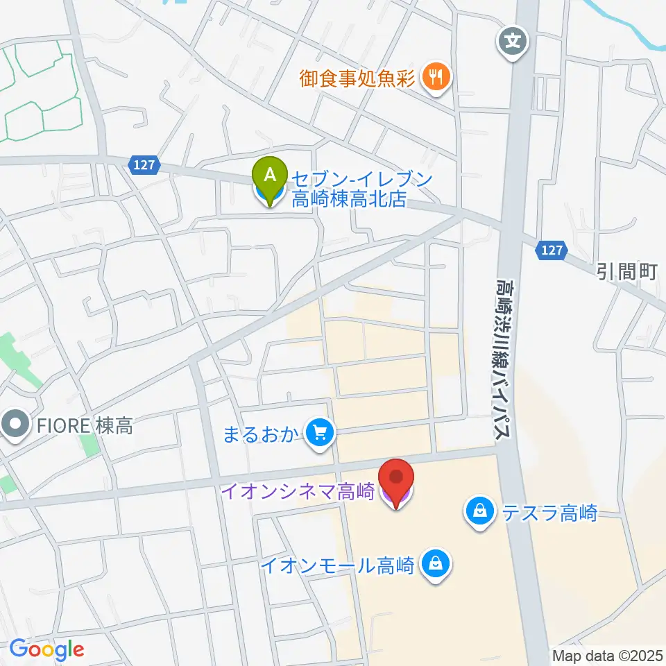イオンシネマ高崎周辺のコンビニエンスストア一覧地図