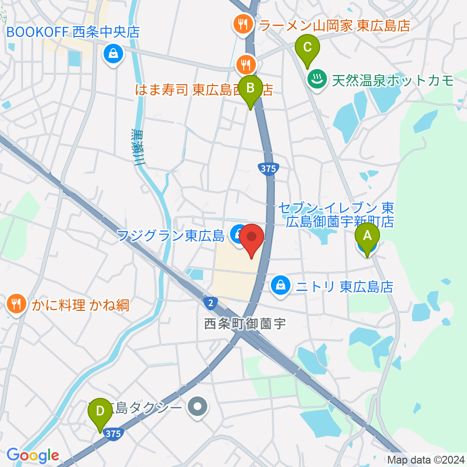 T・ジョイ東広島周辺のコンビニエンスストア一覧地図