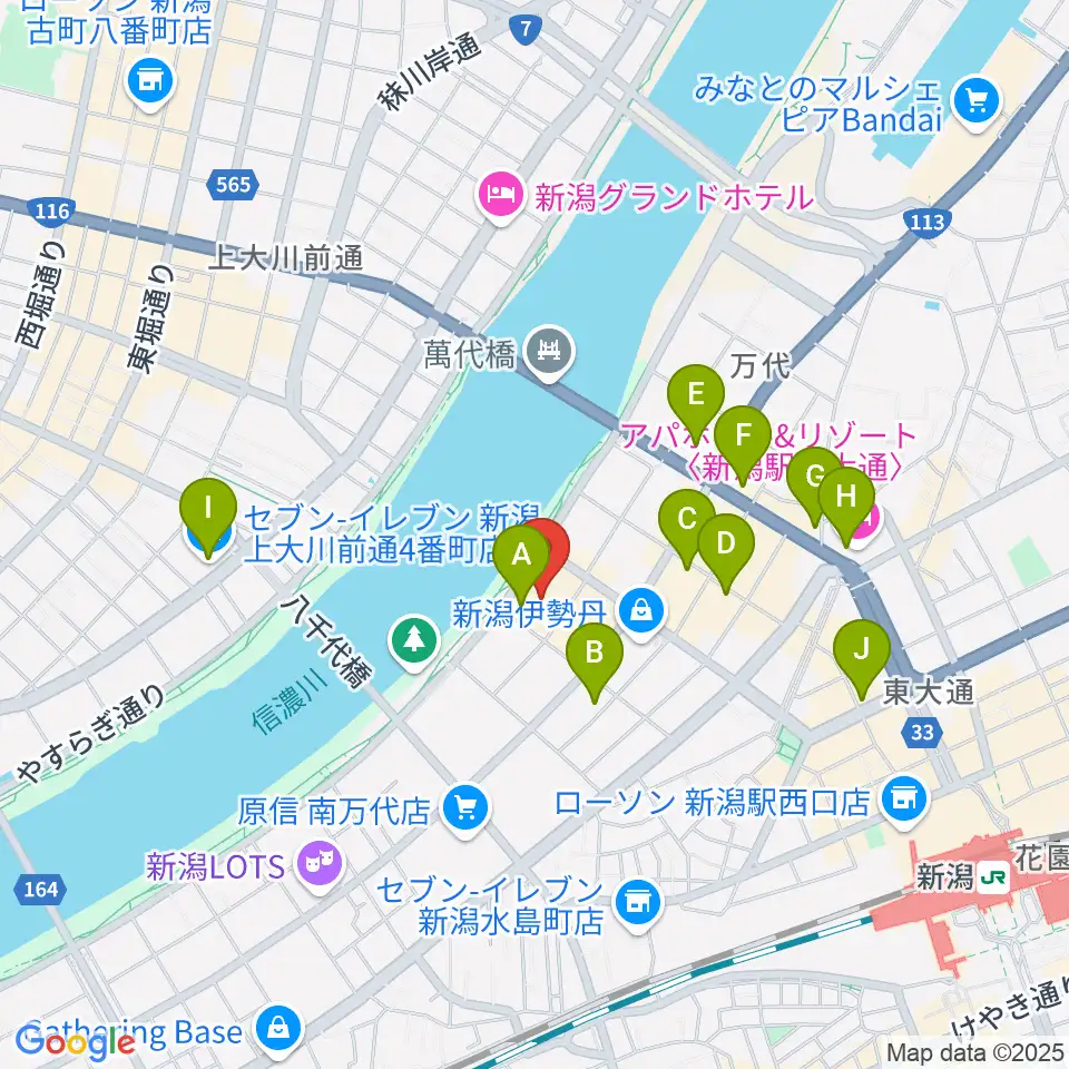 T・ジョイ新潟万代周辺のコンビニエンスストア一覧地図