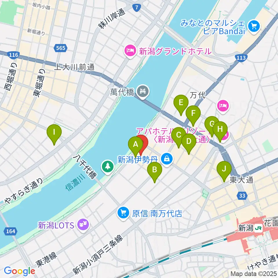 T・ジョイ新潟万代周辺のコンビニエンスストア一覧地図