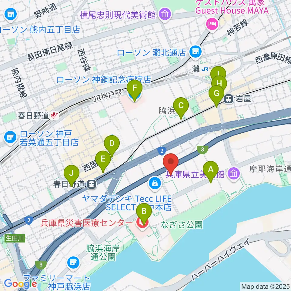 109シネマズHAT神戸周辺のコンビニエンスストア一覧地図