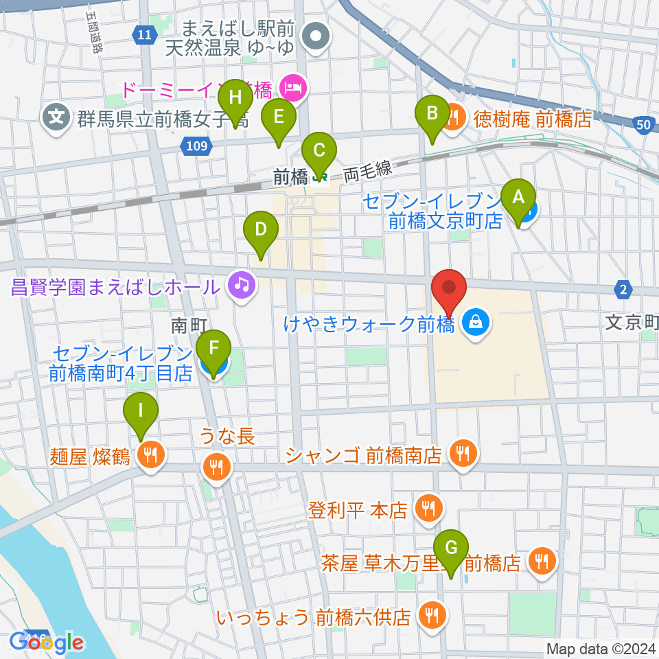 ユナイテッド・シネマ前橋周辺のコンビニエンスストア一覧地図