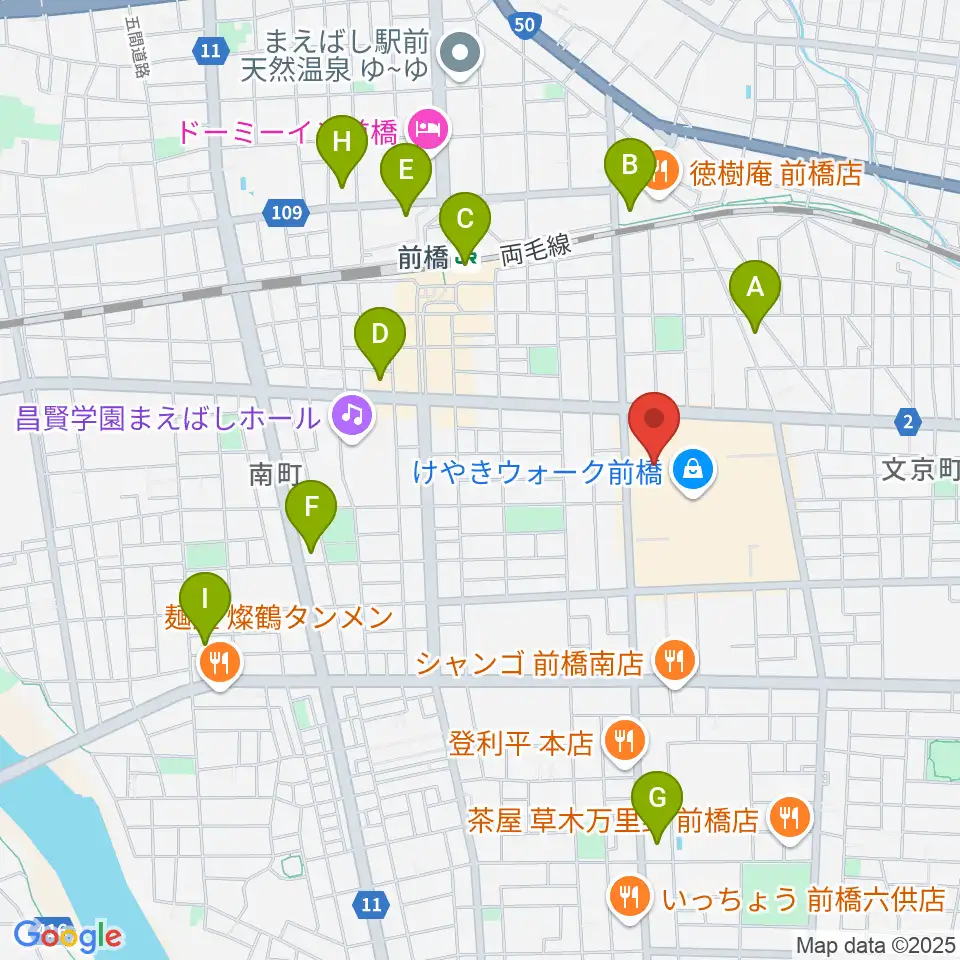 ローソン・ユナイテッドシネマ前橋周辺のコンビニエンスストア一覧地図
