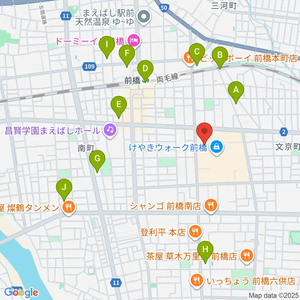 ローソン・ユナイテッドシネマ前橋周辺のコンビニエンスストア一覧地図