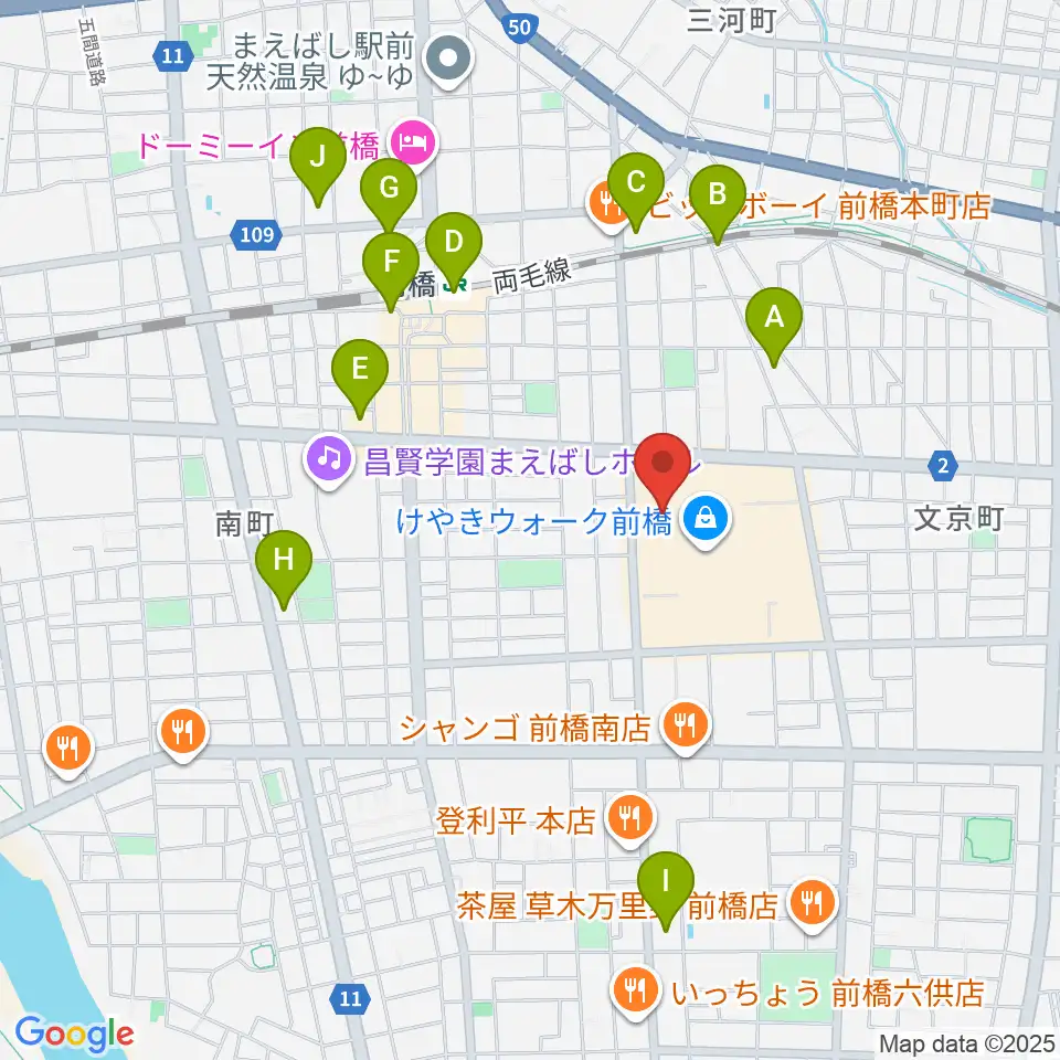 ローソン・ユナイテッドシネマ前橋周辺のコンビニエンスストア一覧地図
