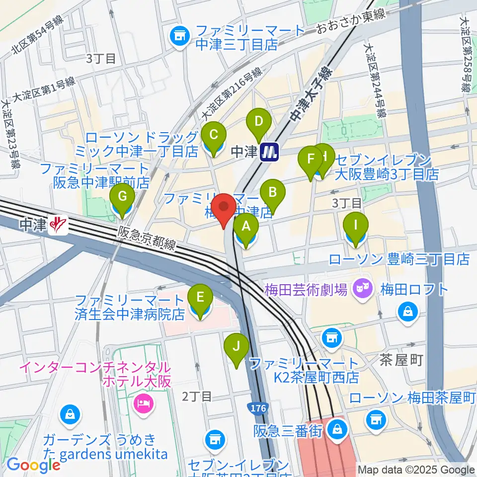 中津Step HALL周辺のコンビニエンスストア一覧地図