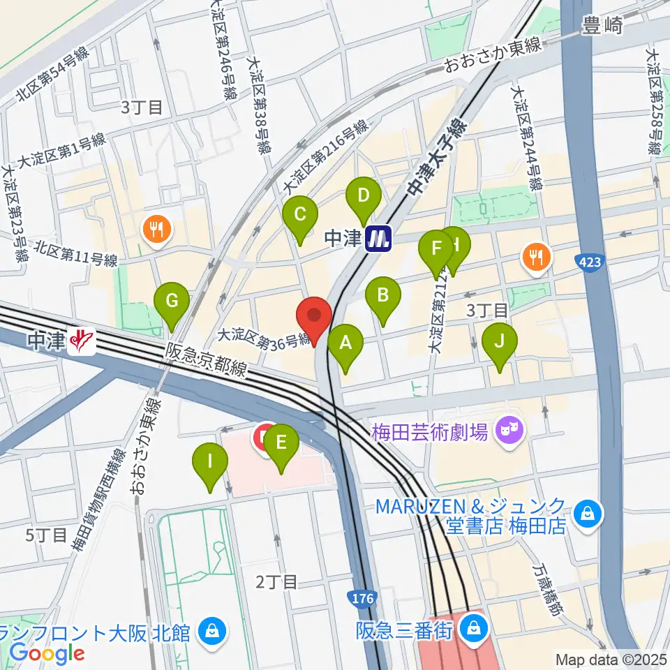 中津Step HALL周辺のコンビニエンスストア一覧地図