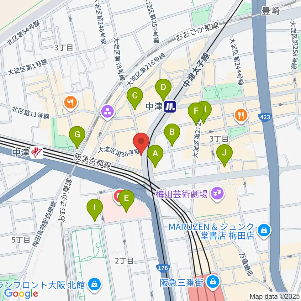 中津Step HALL周辺のコンビニエンスストア一覧地図