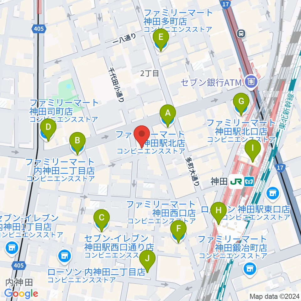 神田 音ステージ周辺のコンビニエンスストア一覧地図