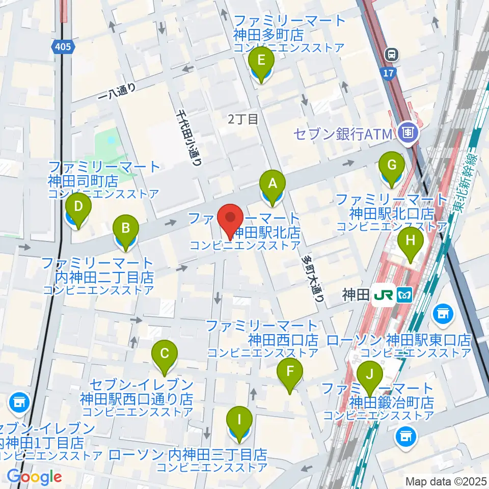 神田 音ステージ周辺のコンビニエンスストア一覧地図