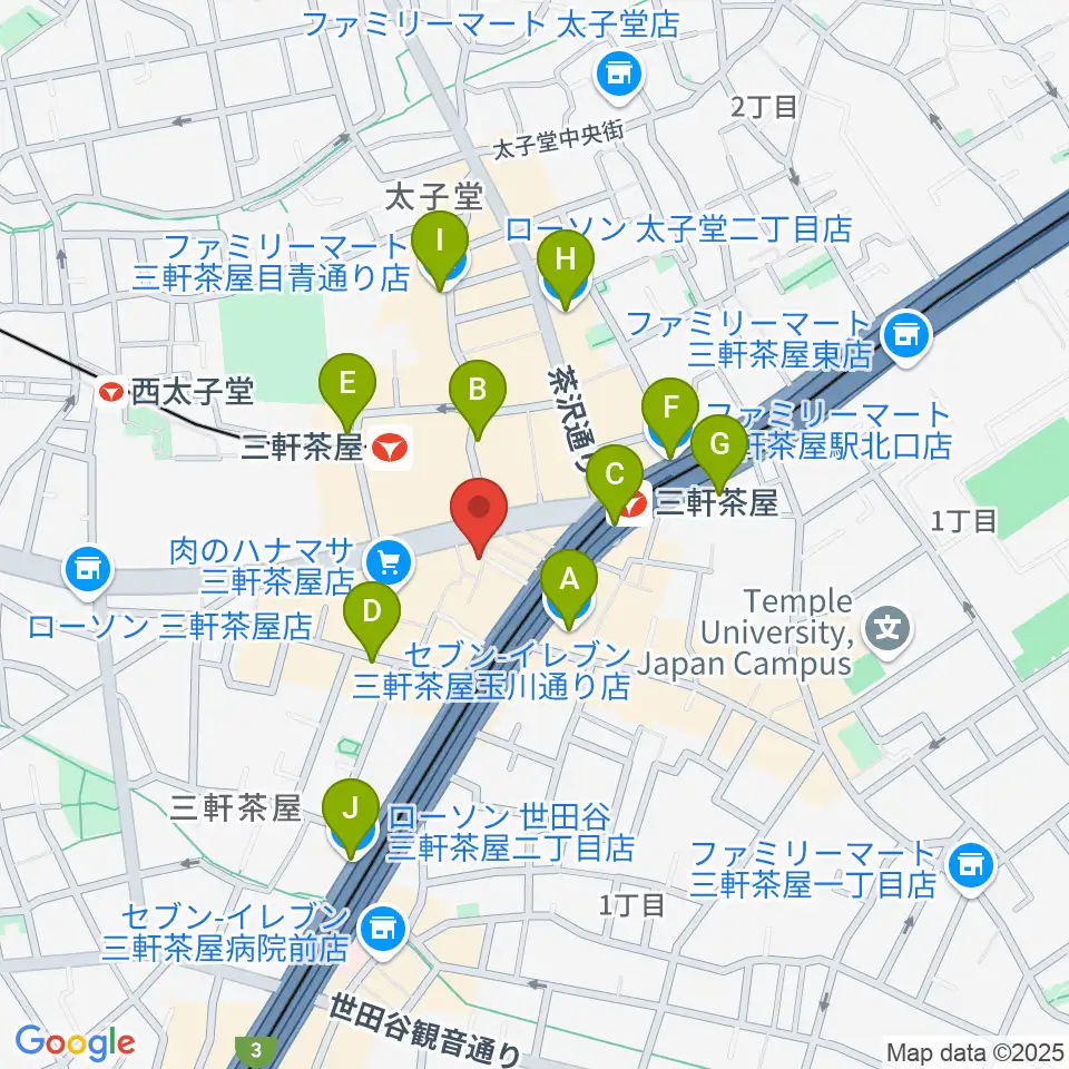 三軒茶屋32016周辺のコンビニエンスストア一覧地図