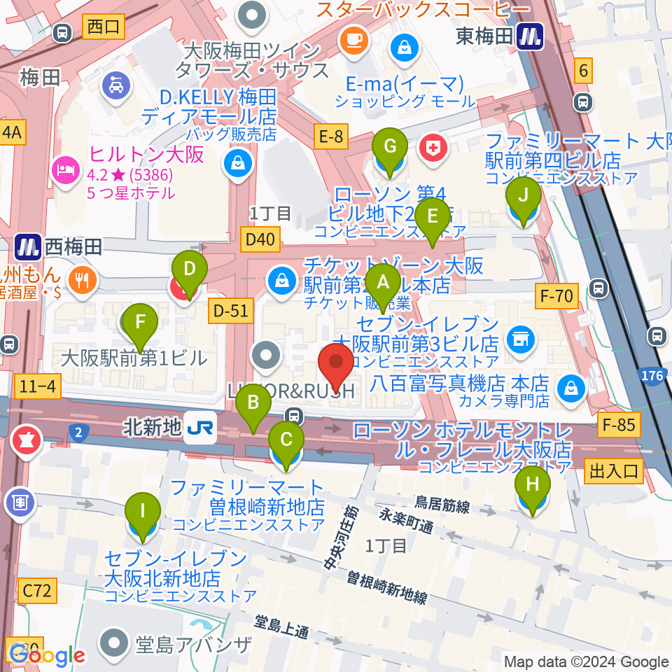 大阪弦楽器周辺のコンビニエンスストア一覧地図